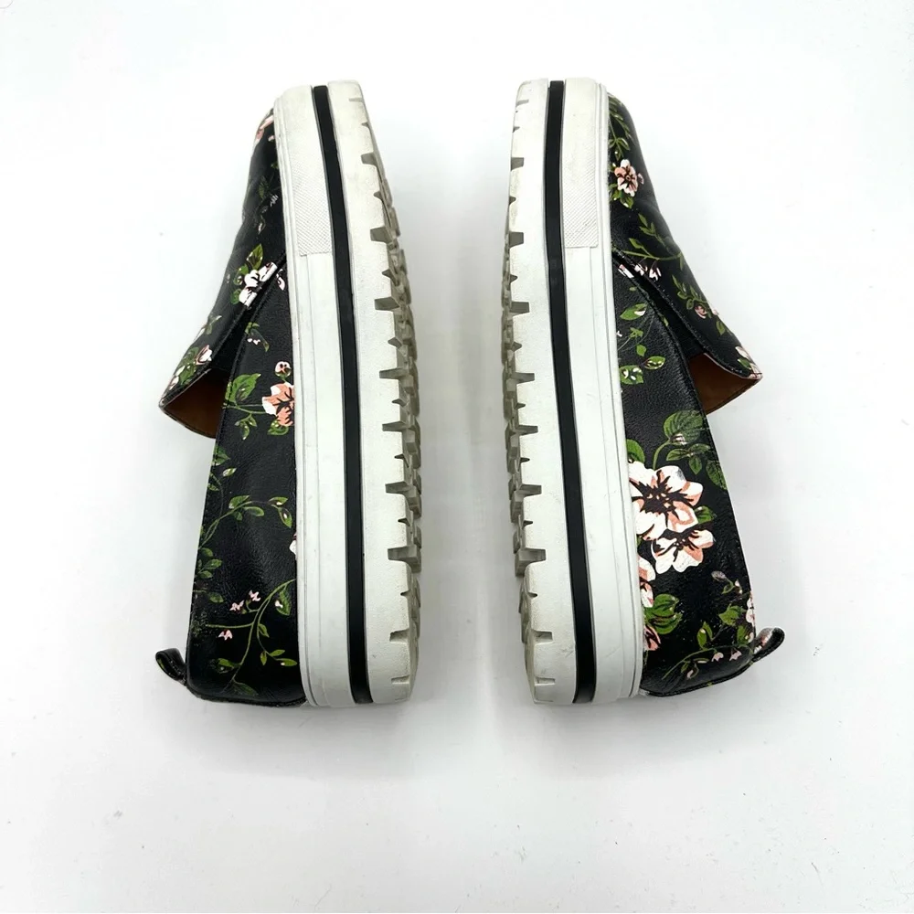 Halogen Teagan Platform Dark Floral Leather Sneakers Lugged Shoes